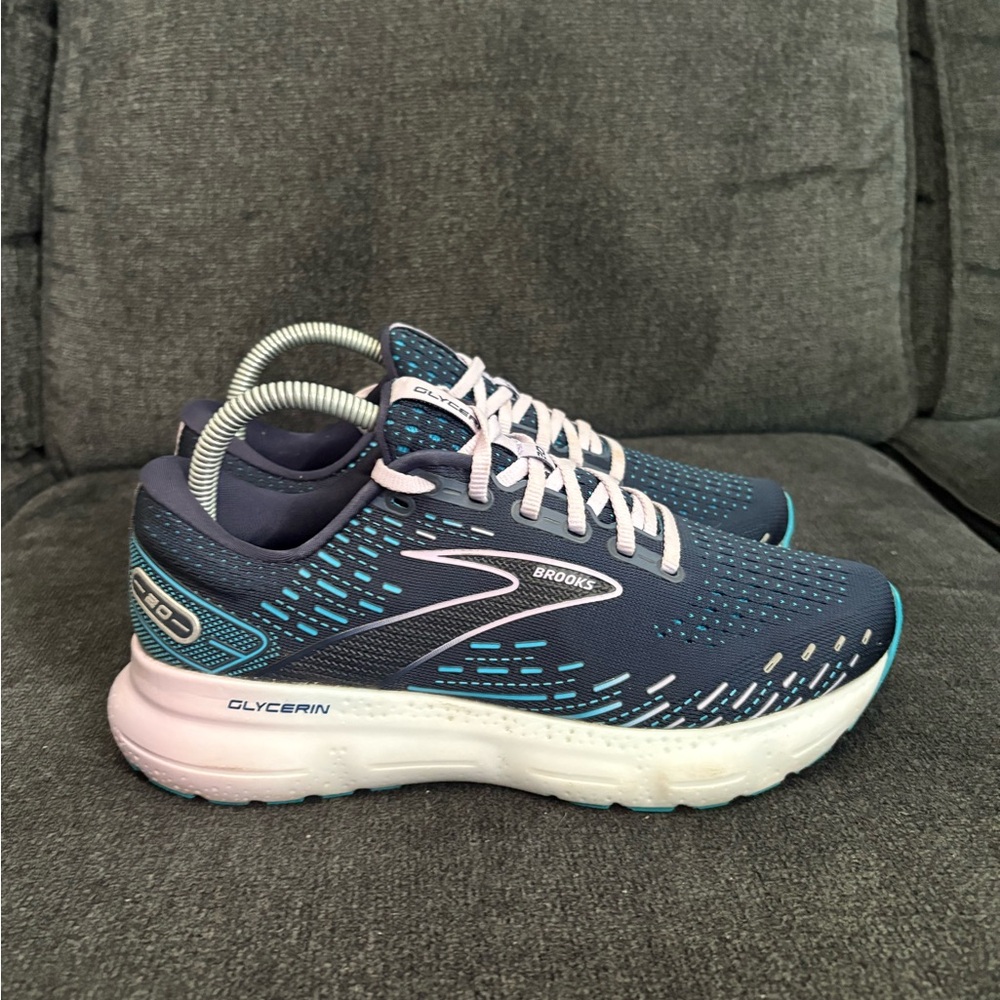 Brooks Shoes Womens 8.5 B Glycerin 20 Running Sneakers Blue Athletic 1203691B499